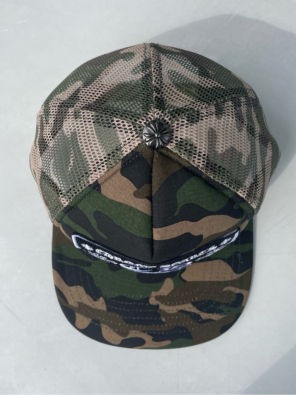Chrome Hearts Camo Mesh Trucker Hat - Green/Brown